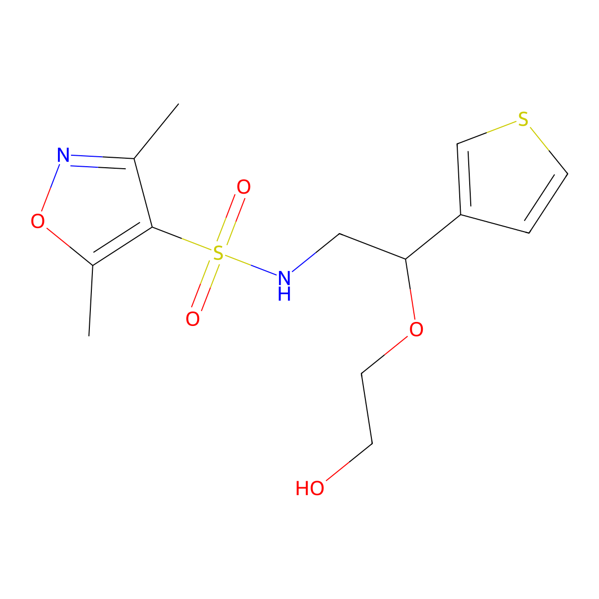 N-(2-(2-hydroxyethoxy)-2-(thiophen-3-yl)ethyl)-3,5-dimethylisoxazole-4-sulfonamide molecular structure, CAS 2034366-49-7