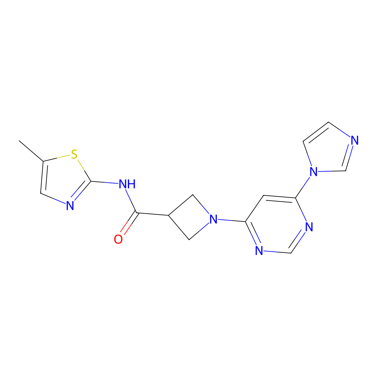 1-(6-(1H-imidazol-1-yl)pyrimidin-4-yl)-N-(5-methylthiazol-2-yl)azetidine-3-carboxamide molecular structure, CAS 2034366-50-0