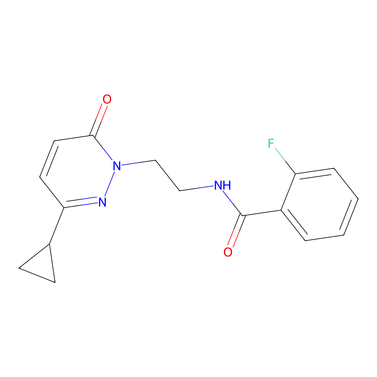 N-(2-(3-cyclopropyl-6-oxopyridazin-1(6H)-yl)ethyl)-2-fluorobenzamide molecular structure, CAS 2034366-52-2