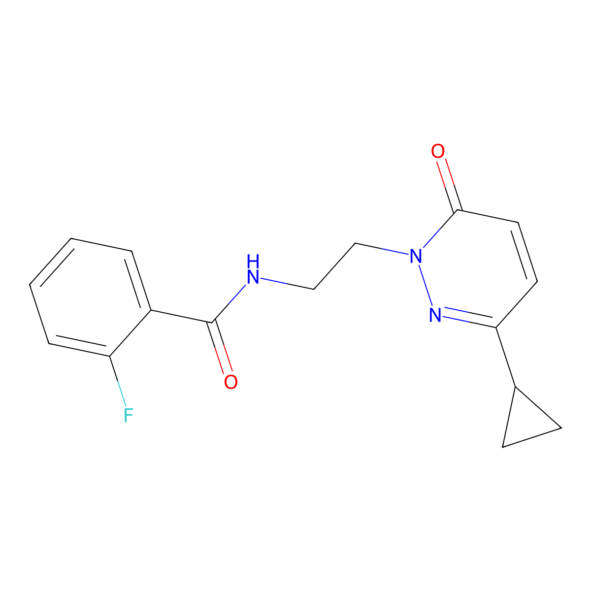 N-(2-(3-cyclopropyl-6-oxopyridazin-1(6H)-yl)ethyl)-2-fluorobenzamide molecular structure, CAS 2034366-52-2