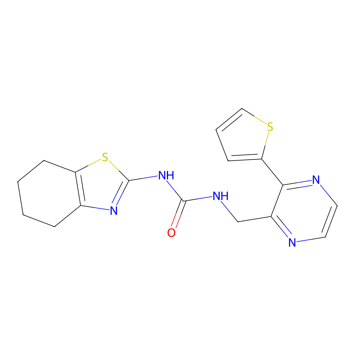1-(4,5,6,7-Tetrahydrobenzo[d]thiazol-2-yl)-3-((3-(thiophen-2-yl)pyrazin-2-yl)methyl)urea molecular structure, CAS 2034366-55-5