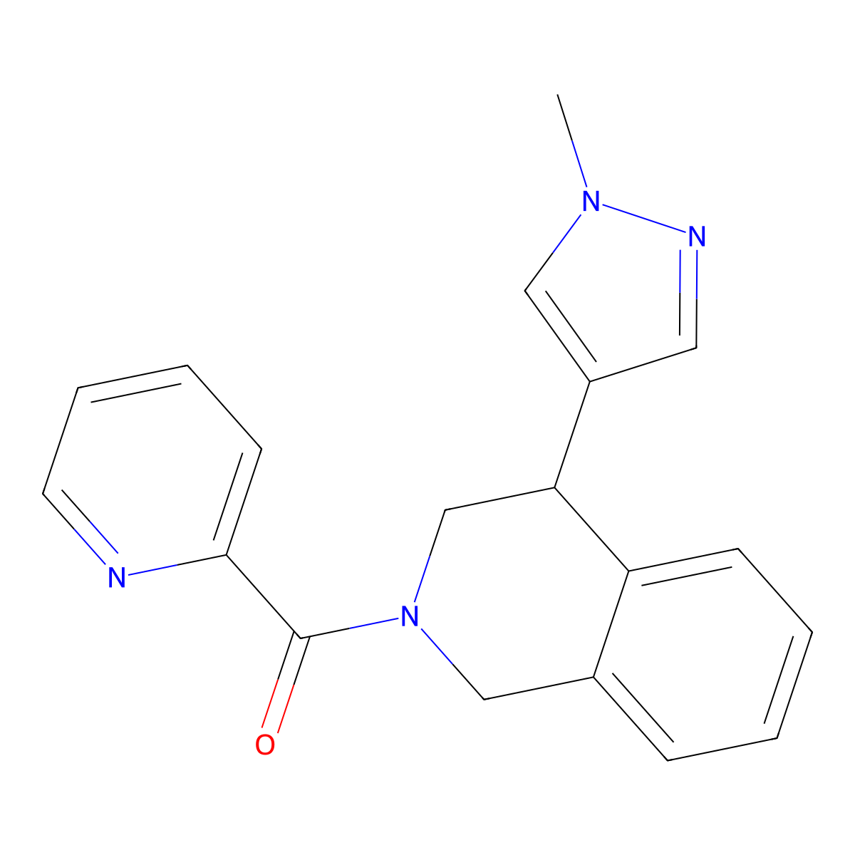 (4-(1-methyl-1H-pyrazol-4-yl)-3,4-dihydroisoquinolin-2(1H)-yl)(pyridin-2-yl)methanone molecular structure, CAS 2034366-56-6