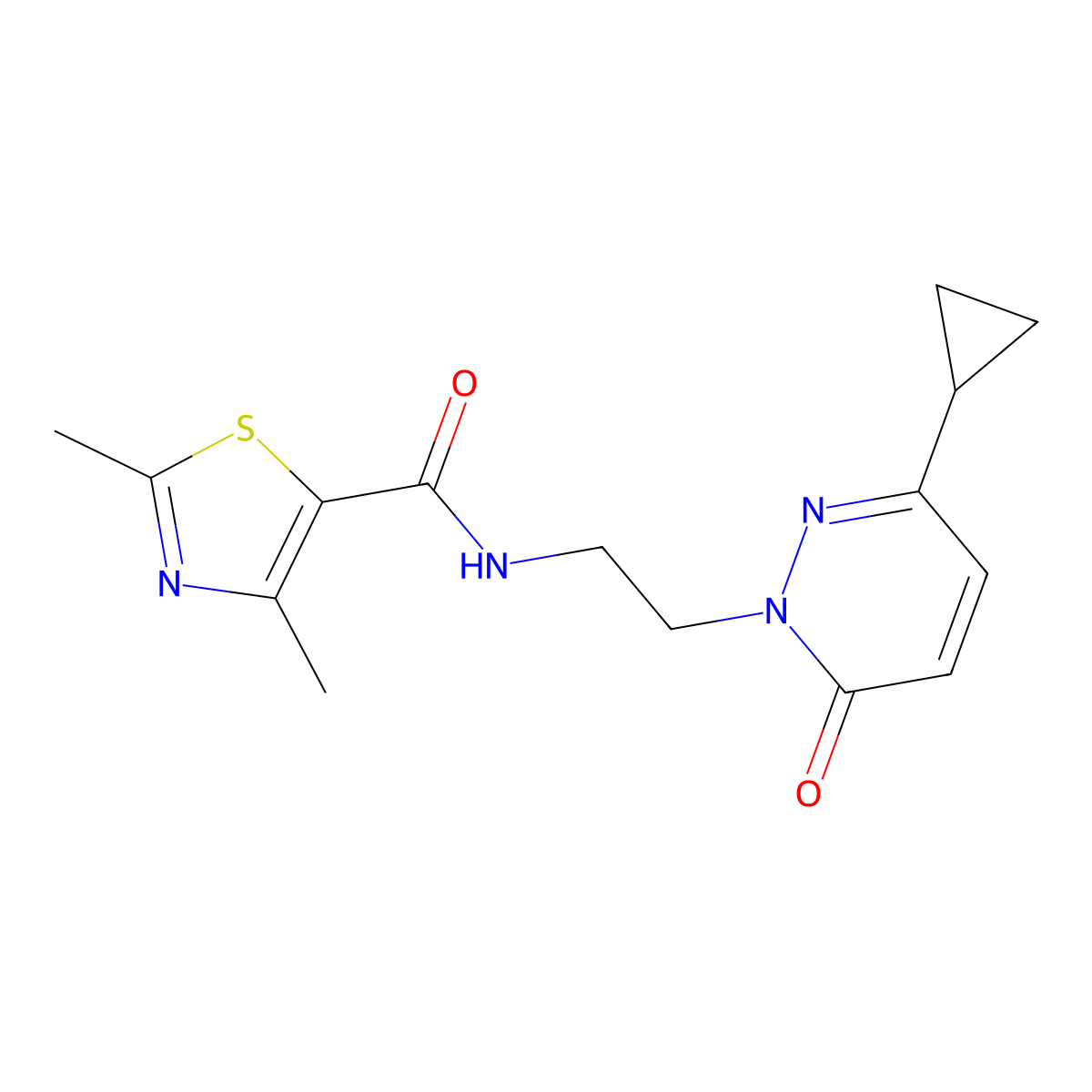 N-(2-(3-cyclopropyl-6-oxopyridazin-1(6H)-yl)ethyl)-2,4-dimethylthiazole-5-carboxamide molecular structure, CAS 2034366-60-2