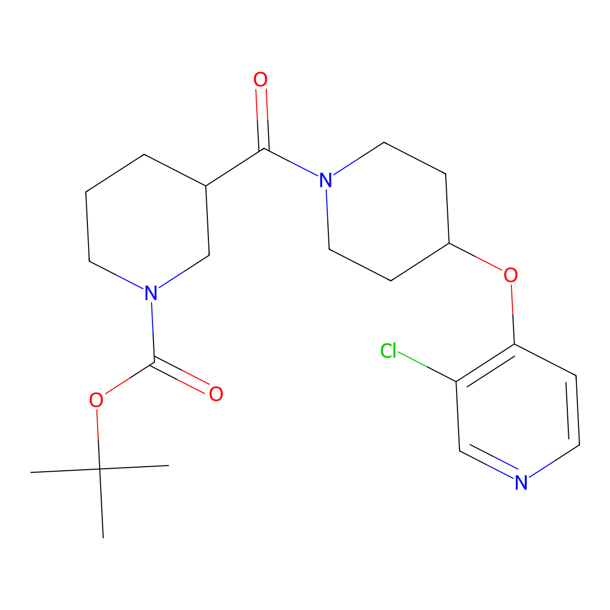 Tert-butyl 3-(4-((3-chloropyridin-4-yl)oxy)piperidine-1-carbonyl)piperidine-1-carboxylate molecular structure, CAS 2034366-64-6