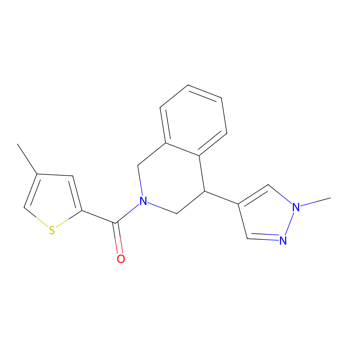 (4-(1-methyl-1H-pyrazol-4-yl)-3,4-dihydroisoquinolin-2(1H)-yl)(4-methylthiophen-2-yl)methanone molecular structure, CAS 2034366-65-7
