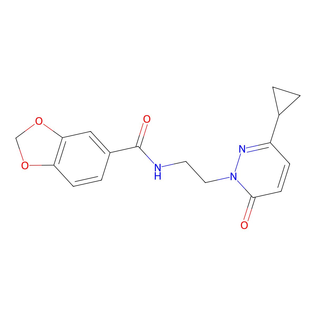 N-(2-(3-cyclopropyl-6-oxopyridazin-1(6H)-yl)ethyl)benzo[d][1,3]dioxole-5-carboxamide molecular structure, CAS 2034366-66-8