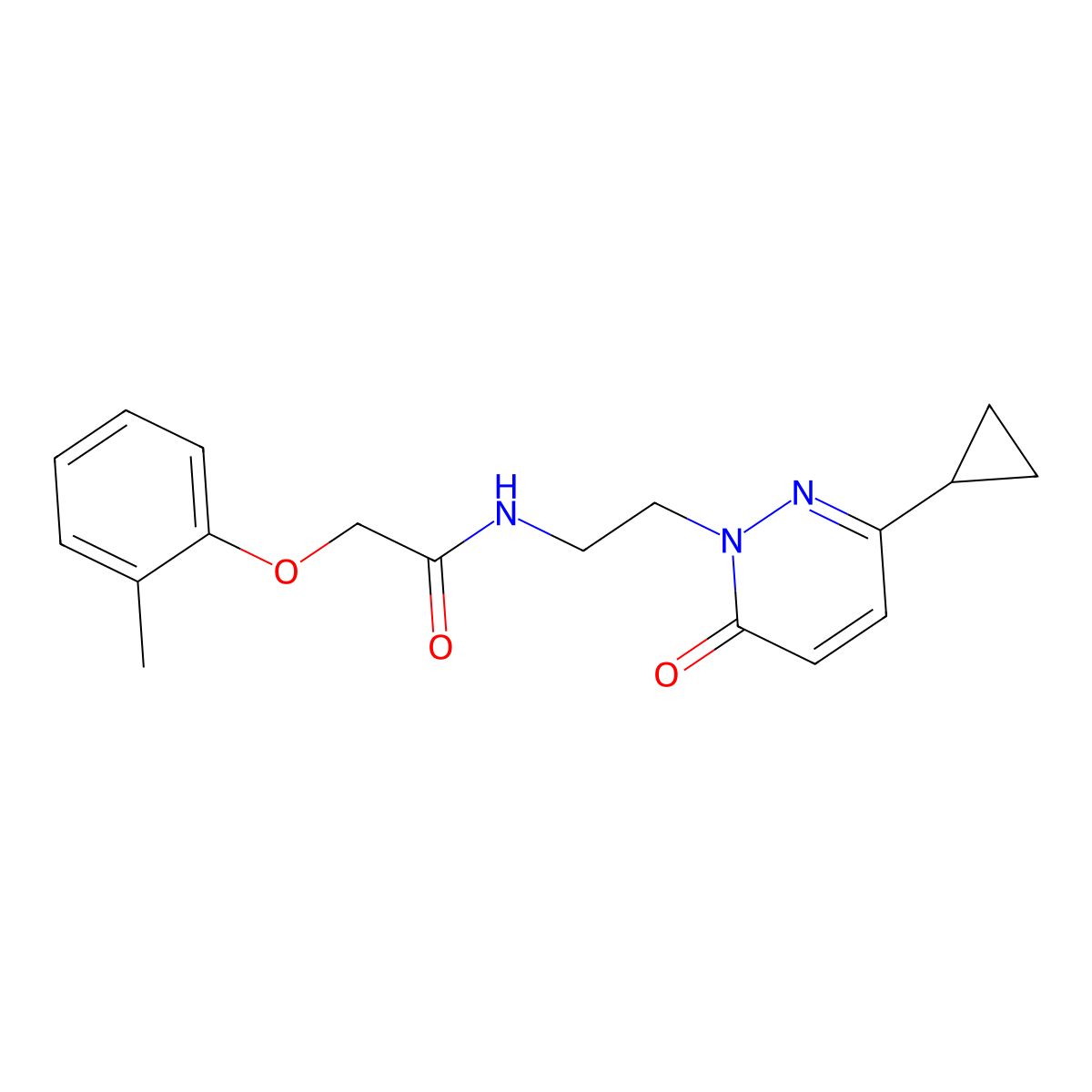 N-(2-(3-cyclopropyl-6-oxopyridazin-1(6H)-yl)ethyl)-2-(o-tolyloxy)acetamide molecular structure, CAS 2034366-72-6