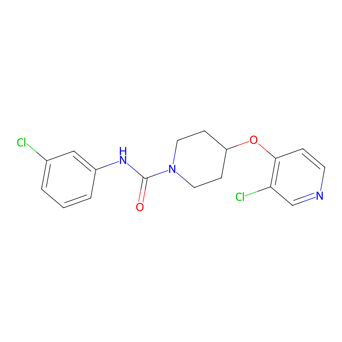 N-(3-chlorophenyl)-4-((3-chloropyridin-4-yl)oxy)piperidine-1-carboxamide molecular structure, CAS 2034366-75-9