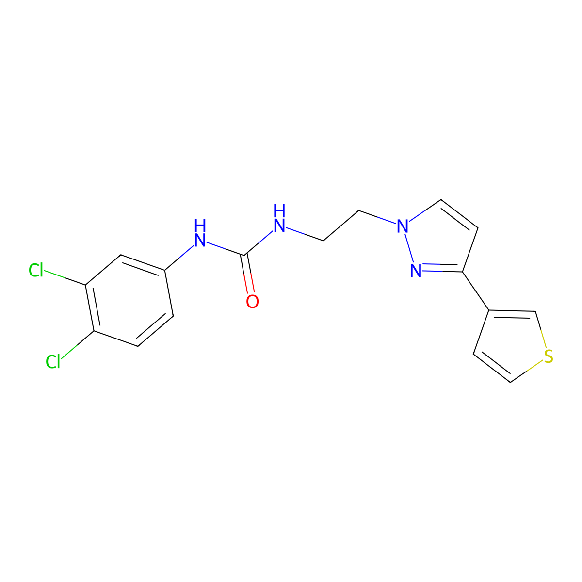1-(3,4-dichlorophenyl)-3-{2-[3-(thiophen-3-yl)-1H-pyrazol-1-yl]ethyl}urea molecular structure, CAS 2034366-78-2
