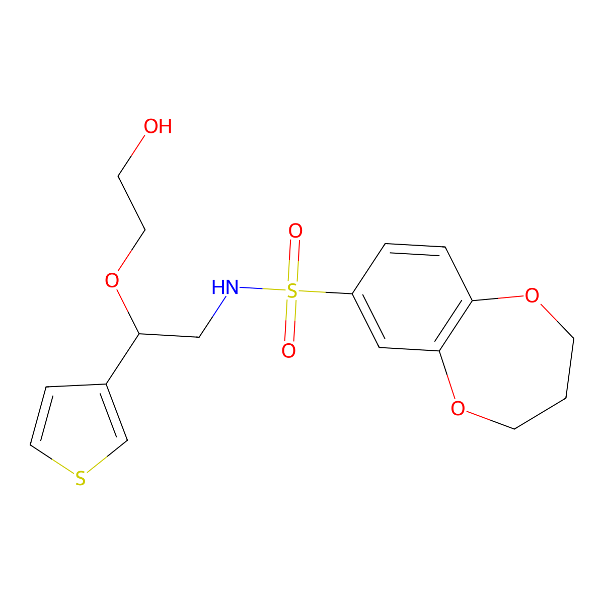 N-(2-(2-hydroxyethoxy)-2-(thiophen-3-yl)ethyl)-3,4-dihydro-2H-benzo[b][1,4]dioxepine-7-sulfonamide molecular structure, CAS 2034366-81-7