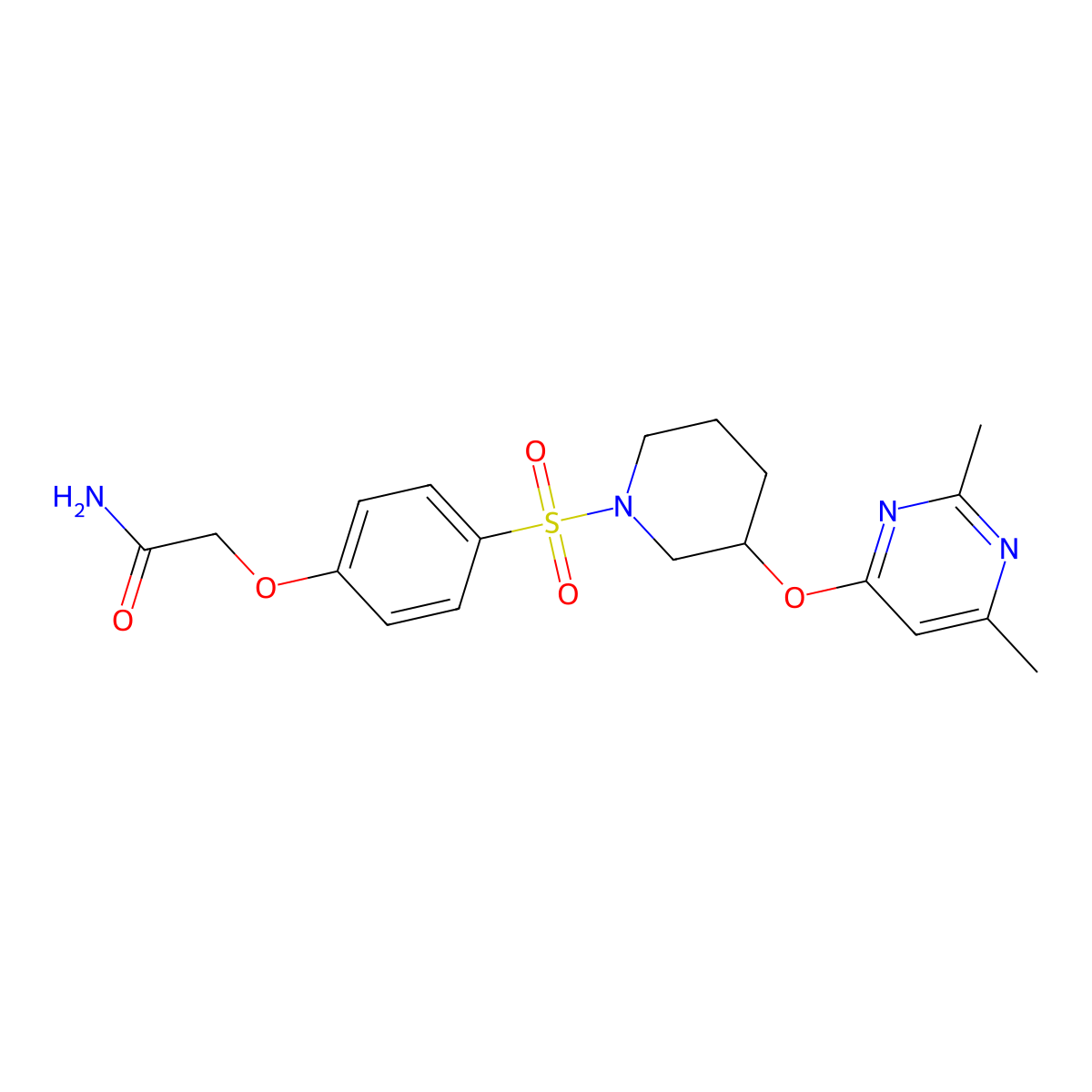2-(4-((3-((2,6-Dimethylpyrimidin-4-yl)oxy)piperidin-1-yl)sulfonyl)phenoxy)acetamide molecular structure, CAS 2034366-83-9