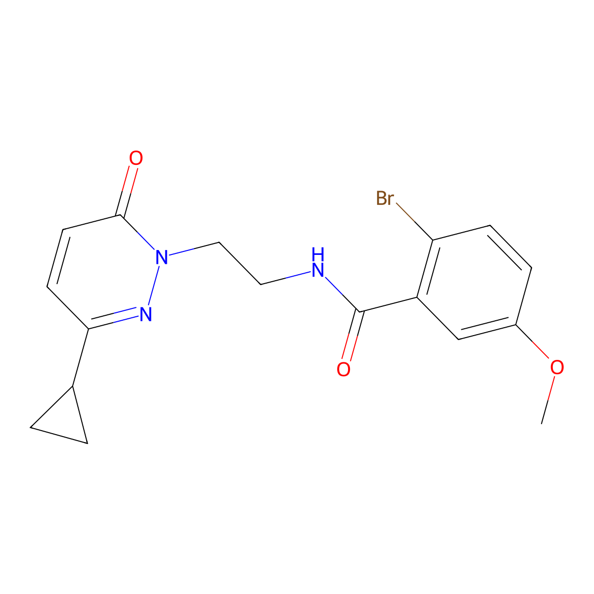 2-bromo-N-(2-(3-cyclopropyl-6-oxopyridazin-1(6H)-yl)ethyl)-5-methoxybenzamide molecular structure, CAS 2034366-86-2