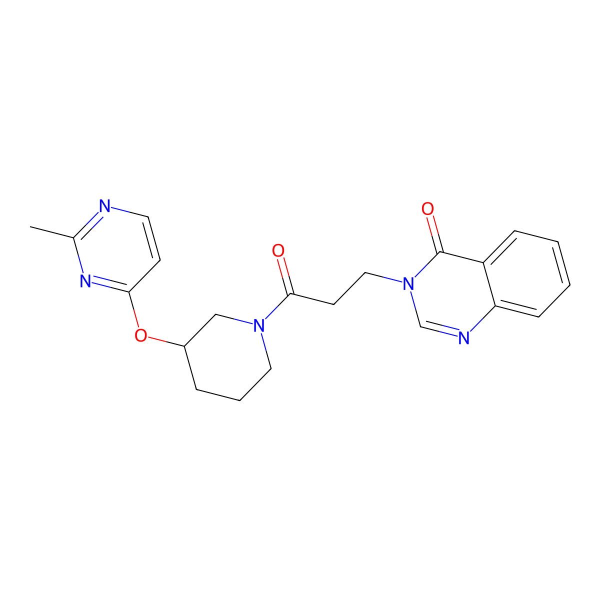 3-(3-(3-((2-methylpyrimidin-4-yl)oxy)piperidin-1-yl)-3-oxopropyl)quinazolin-4(3H)-one molecular structure, CAS 2034366-89-5