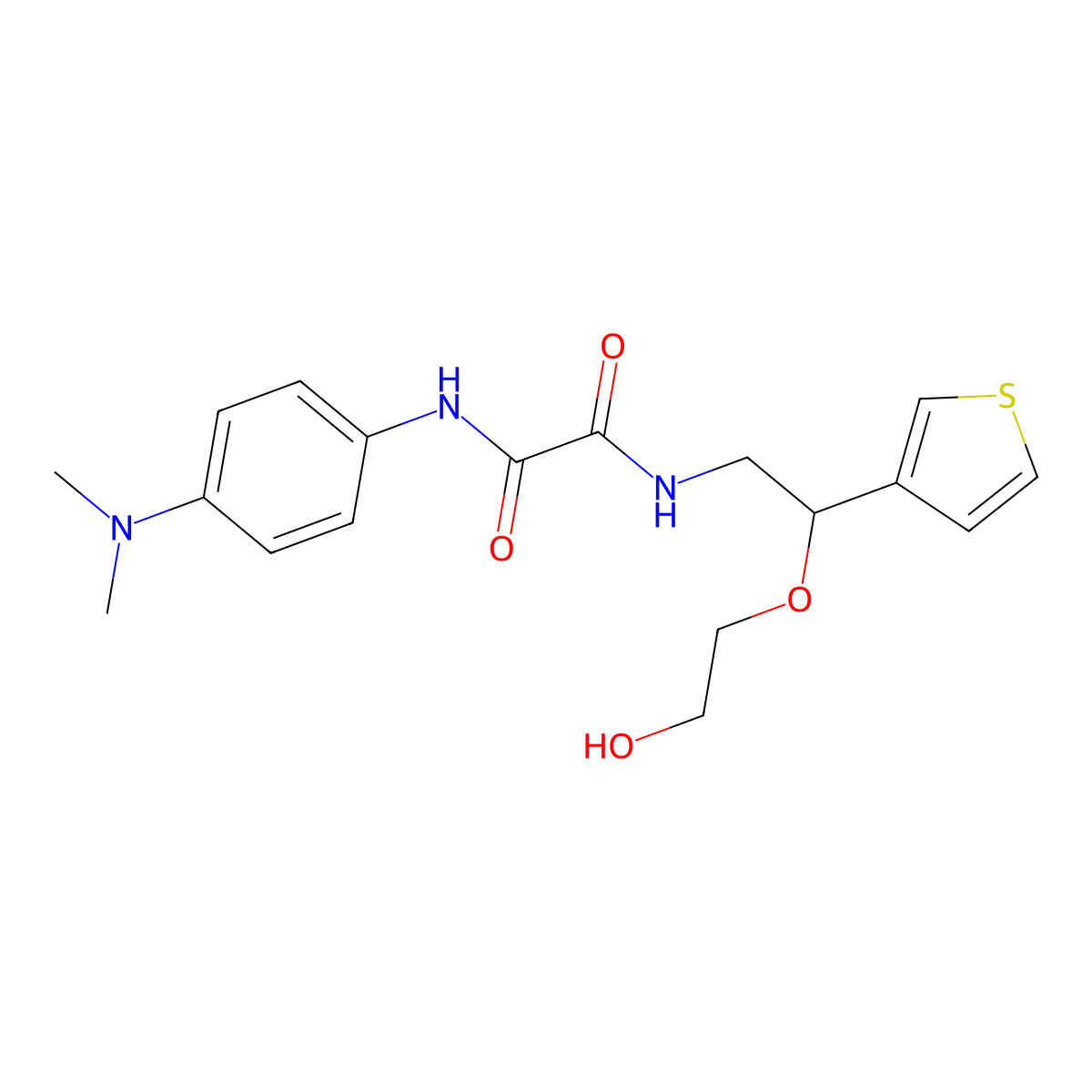 N1-(4-(dimethylamino)phenyl)-N2-(2-(2-hydroxyethoxy)-2-(thiophen-3-yl)ethyl)oxalamide molecular structure, CAS 2034366-90-8