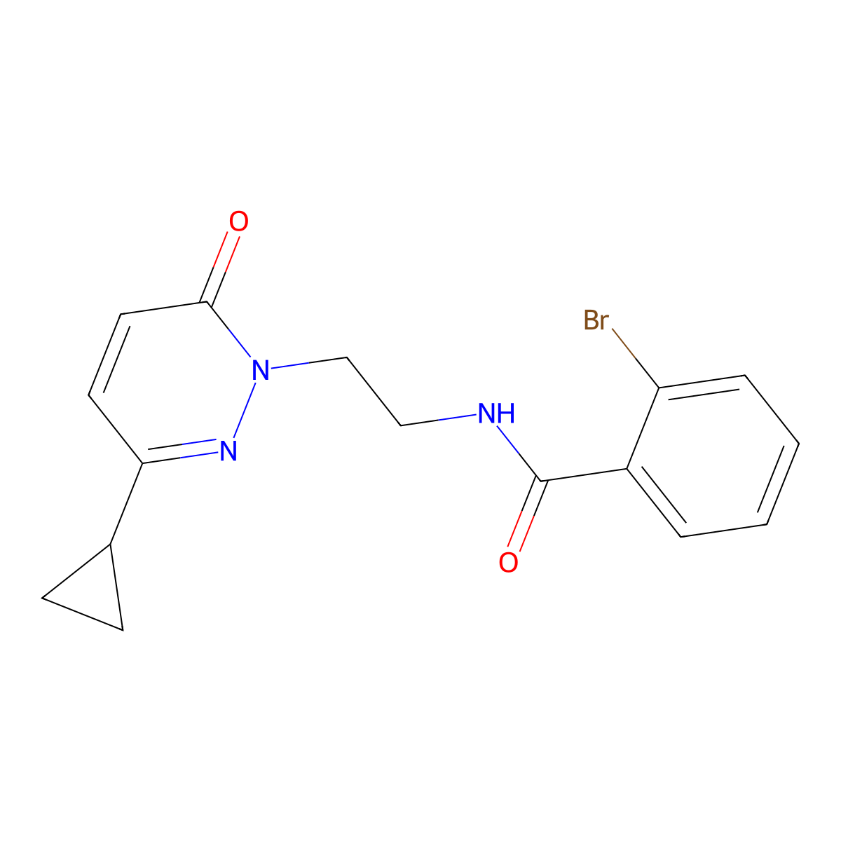 2-bromo-N-(2-(3-cyclopropyl-6-oxopyridazin-1(6H)-yl)ethyl)benzamide molecular structure, CAS 2034366-91-9