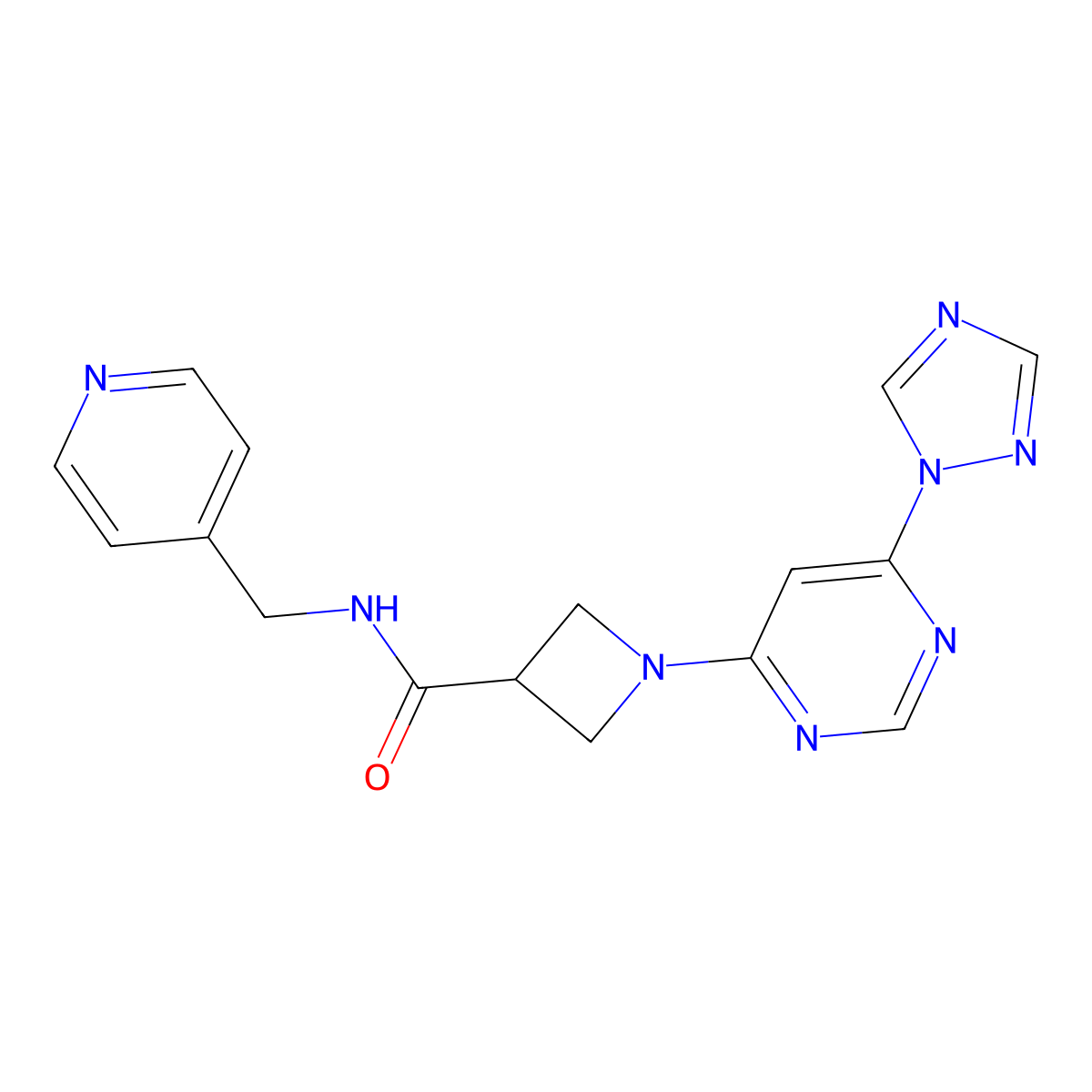 1-(6-(1H-1,2,4-triazol-1-yl)pyrimidin-4-yl)-N-(pyridin-4-ylmethyl)azetidine-3-carboxamide molecular structure, CAS 2034366-94-2