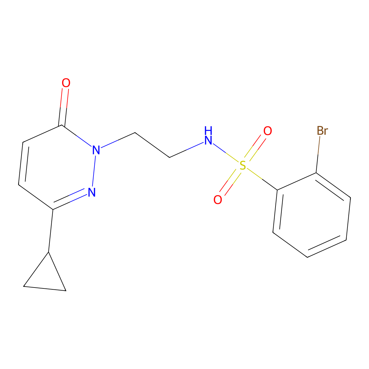 2-bromo-N-(2-(3-cyclopropyl-6-oxopyridazin-1(6H)-yl)ethyl)benzenesulfonamide molecular structure, CAS 2034366-96-4