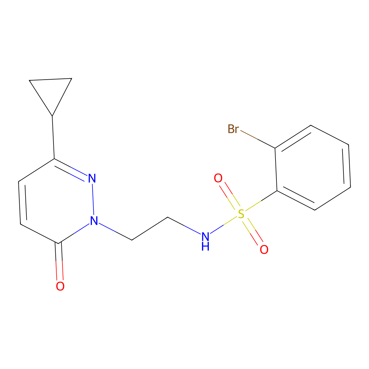 2-bromo-N-(2-(3-cyclopropyl-6-oxopyridazin-1(6H)-yl)ethyl)benzenesulfonamide molecular structure, CAS 2034366-96-4