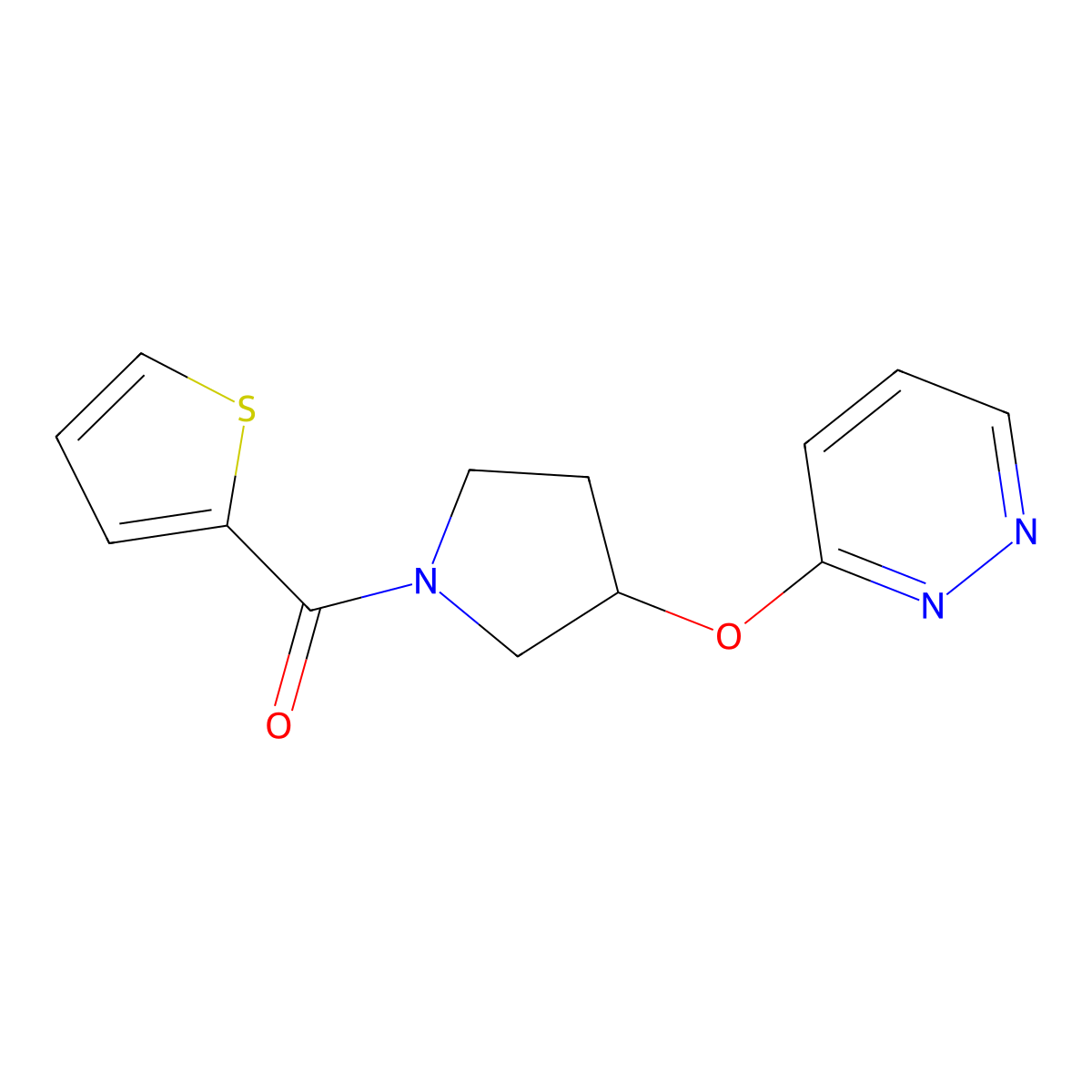 (3-(Pyridazin-3-yloxy)pyrrolidin-1-yl)(thiophen-2-yl)methanone molecular structure, CAS 2034367-03-6