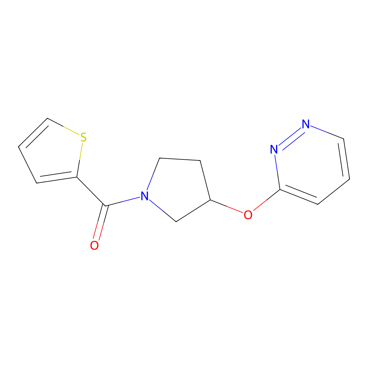 (3-(Pyridazin-3-yloxy)pyrrolidin-1-yl)(thiophen-2-yl)methanone molecular structure, CAS 2034367-03-6
