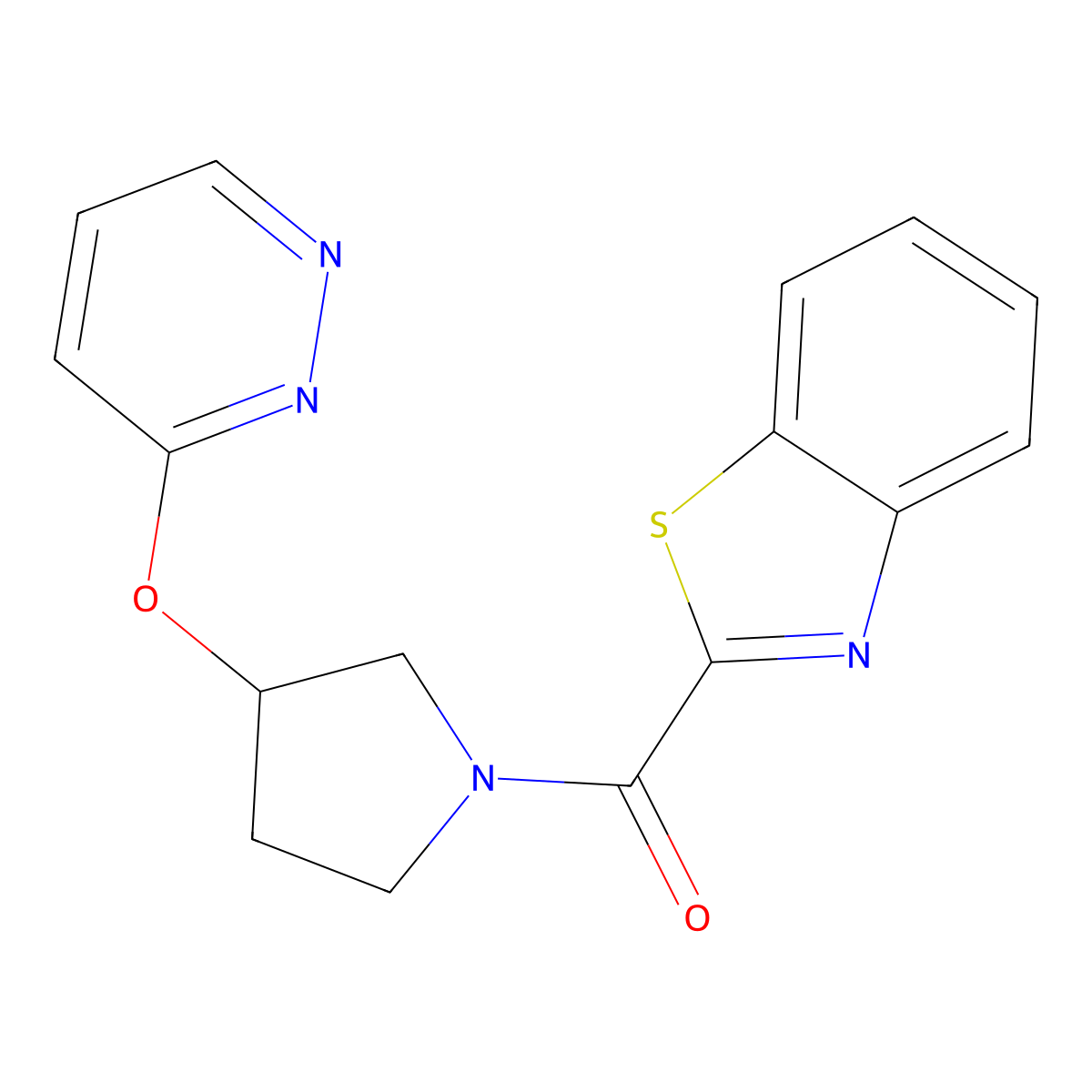 Benzo[d]thiazol-2-yl(3-(pyridazin-3-yloxy)pyrrolidin-1-yl)methanone molecular structure, CAS 2034367-09-2