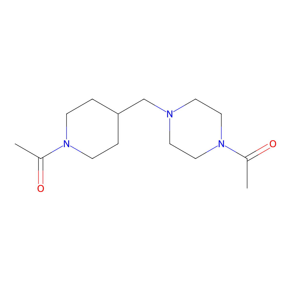 1-(4-((4-Acetylpiperazin-1-yl)methyl)piperidin-1-yl)ethanone molecular structure, CAS 2034367-10-5
