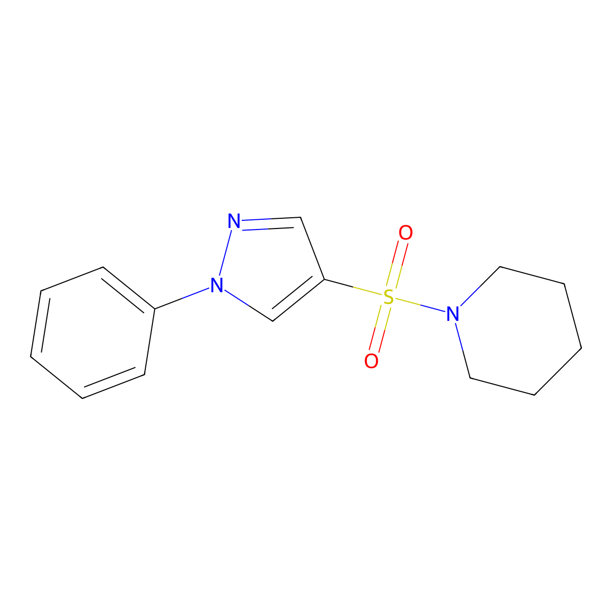1-((1-phenyl-1H-pyrazol-4-yl)sulfonyl)piperidine molecular structure, CAS 2034367-13-8