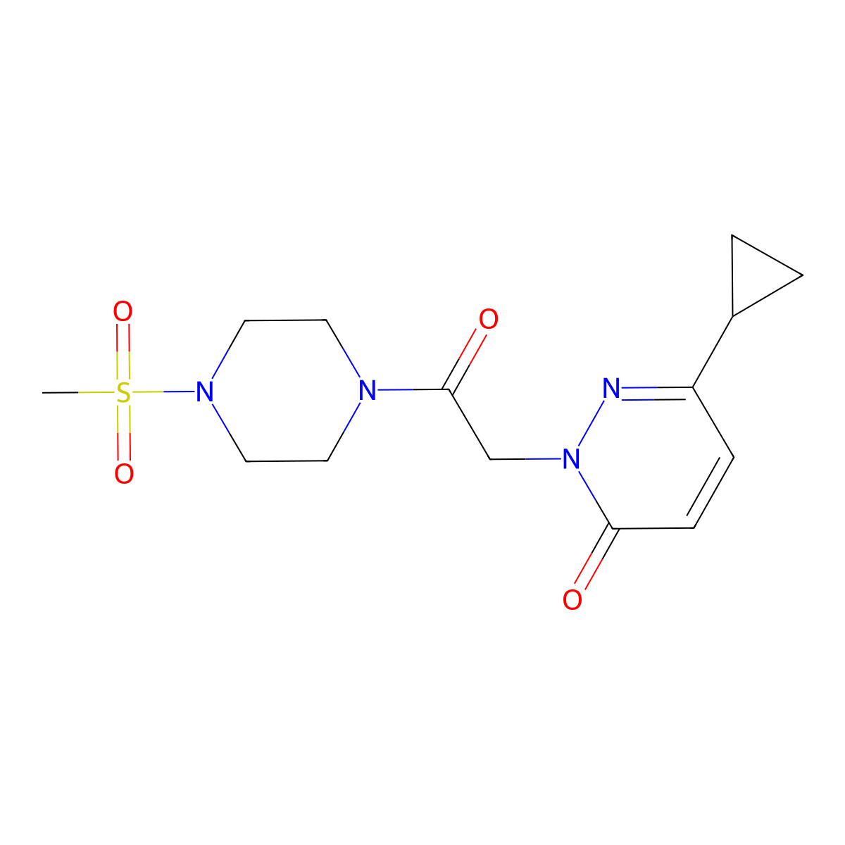 6-Cyclopropyl-2-[2-(4-methanesulfonylpiperazin-1-yl)-2-oxoethyl]-2,3-dihydropyridazin-3-one molecular structure, CAS 2034367-16-1