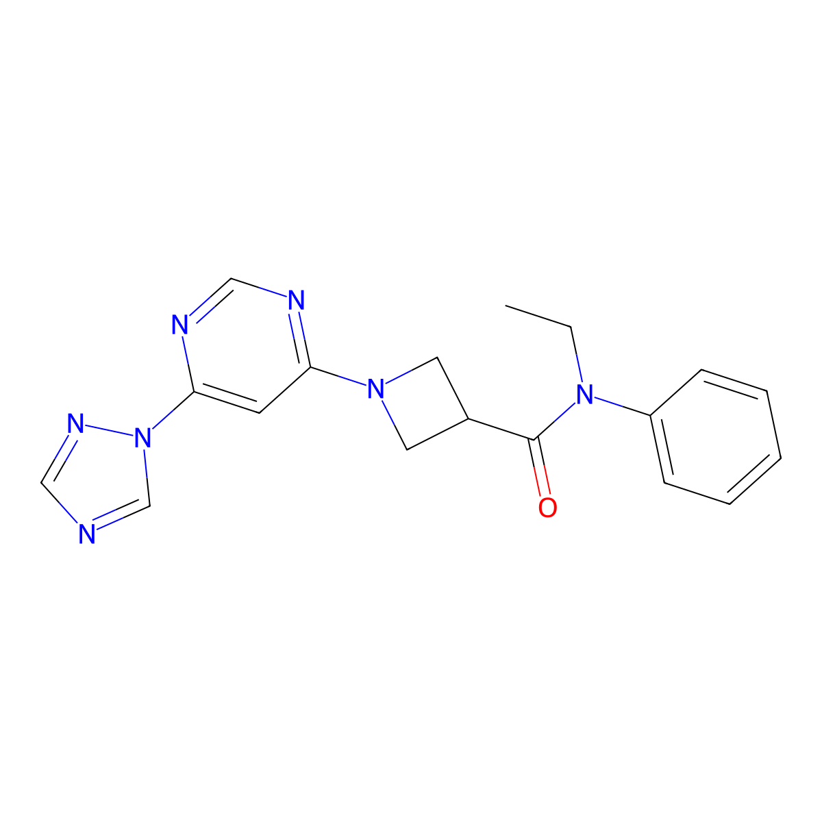 1-(6-(1H-1,2,4-triazol-1-yl)pyrimidin-4-yl)-N-ethyl-N-phenylazetidine-3-carboxamide molecular structure, CAS 2034367-25-2