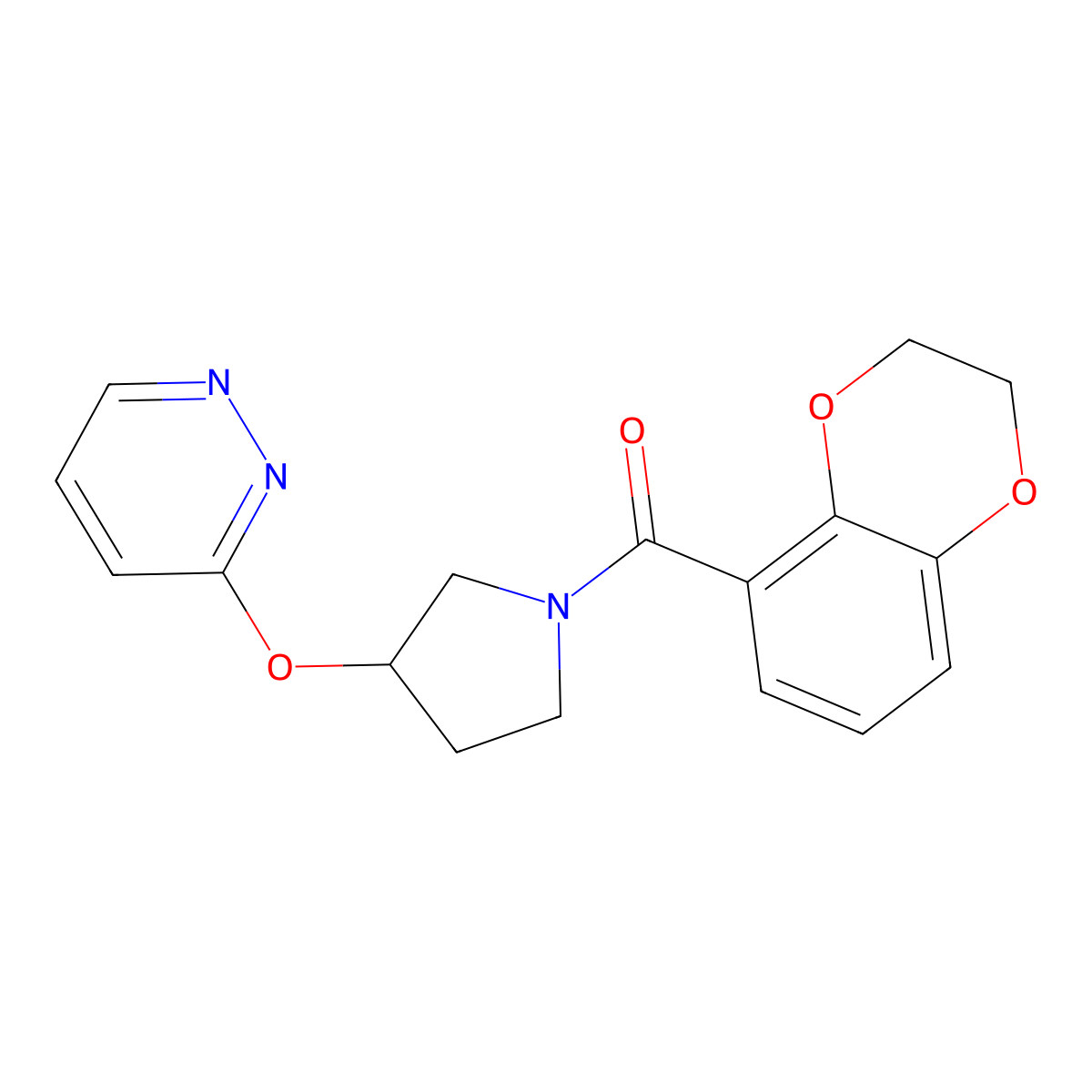 (2,3-Dihydrobenzo[b][1,4]dioxin-5-yl)(3-(pyridazin-3-yloxy)pyrrolidin-1-yl)methanone molecular structure, CAS 2034367-31-0