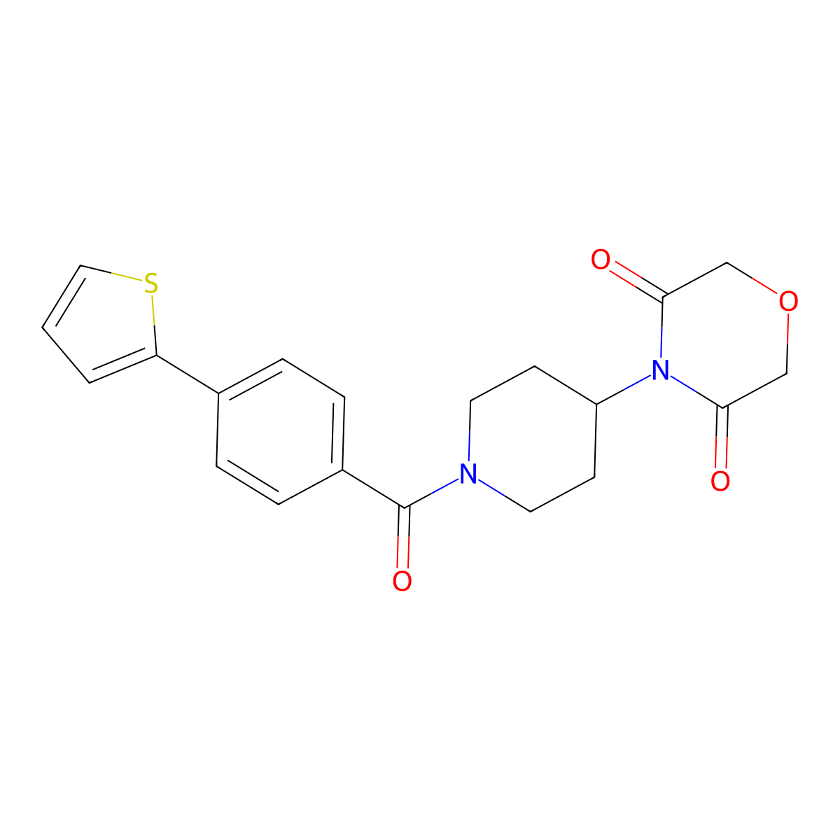 4-{1-[4-(Thiophen-2-yl)benzoyl]piperidin-4-yl}morpholine-3,5-dione molecular structure, CAS 2034367-35-4