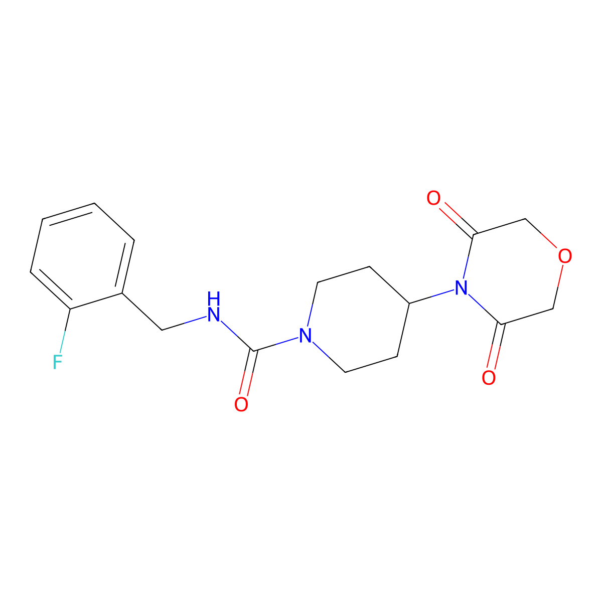4-(3,5-dioxomorpholino)-N-(2-fluorobenzyl)piperidine-1-carboxamide molecular structure, CAS 2034367-45-6