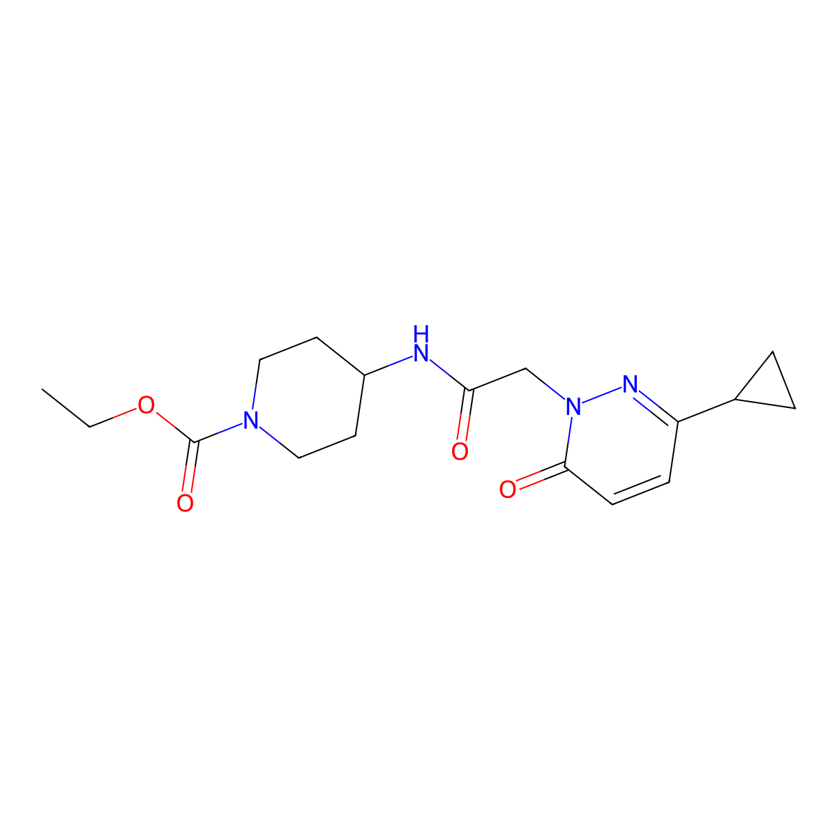 ethyl 4-(2-(3-cyclopropyl-6-oxopyridazin-1(6H)-yl)acetamido)piperidine-1-carboxylate molecular structure, CAS 2034367-48-9