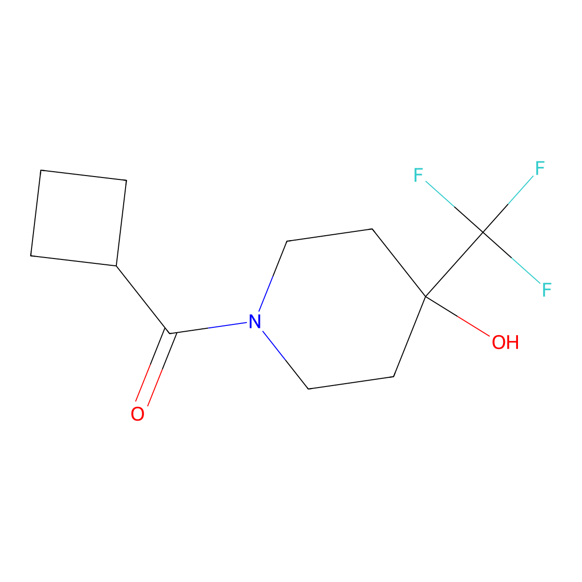 Cyclobutyl(4-hydroxy-4-(trifluoromethyl)piperidin-1-yl)methanone molecular structure, CAS 2034367-59-2