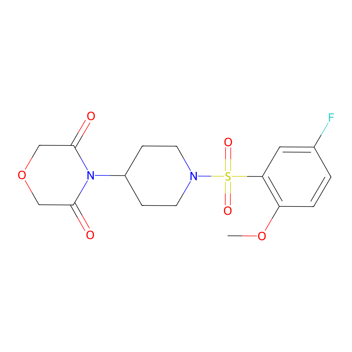 4-(1-((5-Fluoro-2-methoxyphenyl)sulfonyl)piperidin-4-yl)morpholine-3,5-dione molecular structure, CAS 2034367-60-5