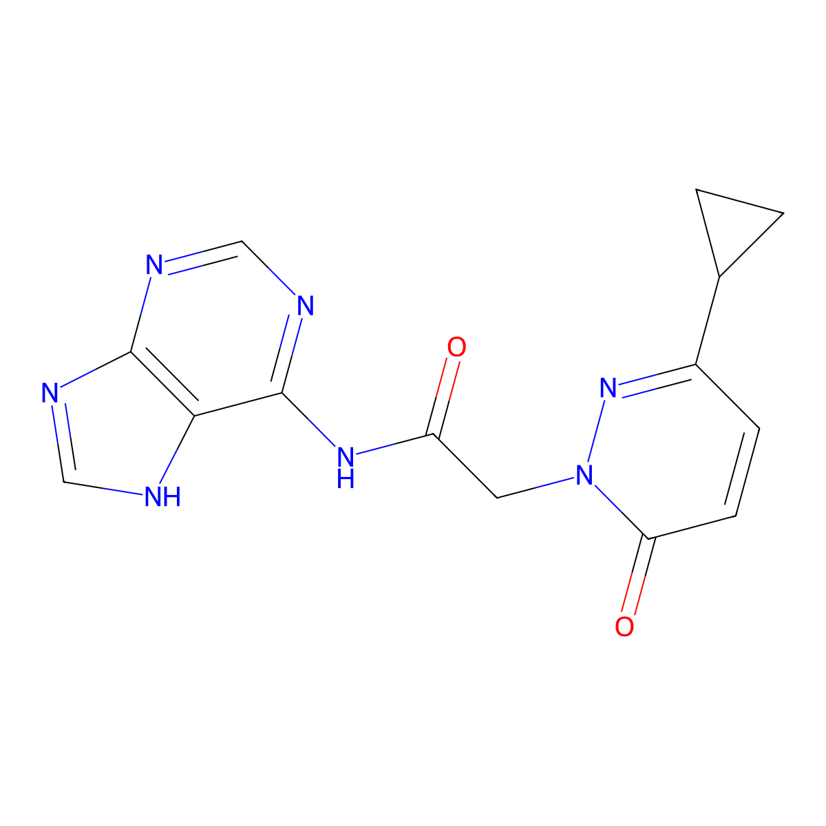 2-(3-cyclopropyl-6-oxopyridazin-1(6H)-yl)-N-(9H-purin-6-yl)acetamide molecular structure, CAS 2034367-61-6