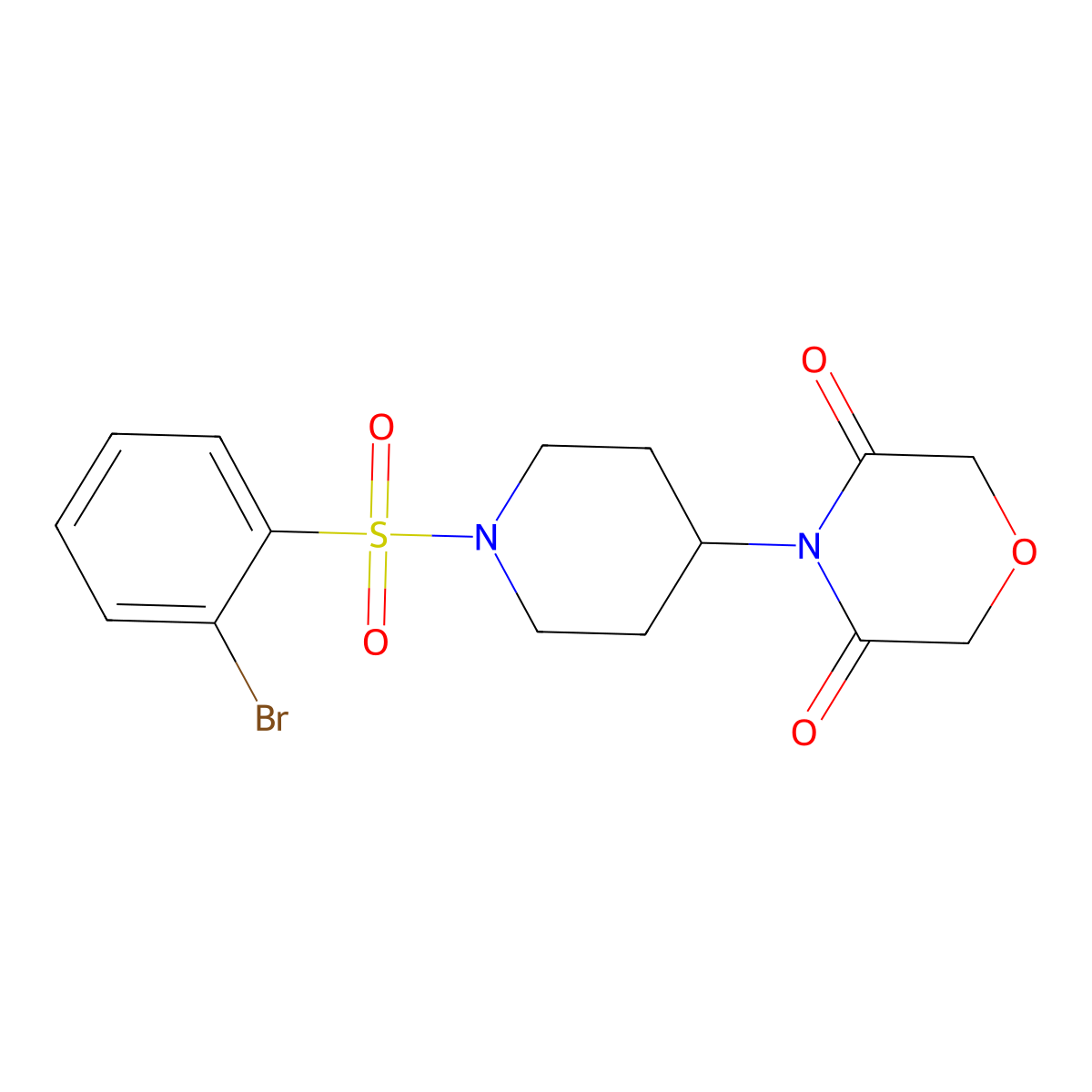 4-(1-((2-Bromophenyl)sulfonyl)piperidin-4-yl)morpholine-3,5-dione molecular structure, CAS 2034367-65-0