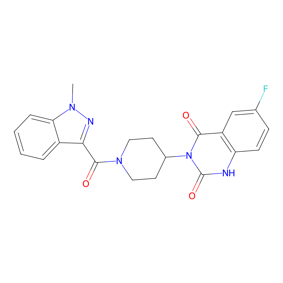 6-fluoro-3-(1-(1-methyl-1H-indazole-3-carbonyl)piperidin-4-yl)quinazoline-2,4(1H,3H)-dione molecular structure, CAS 2034367-66-1