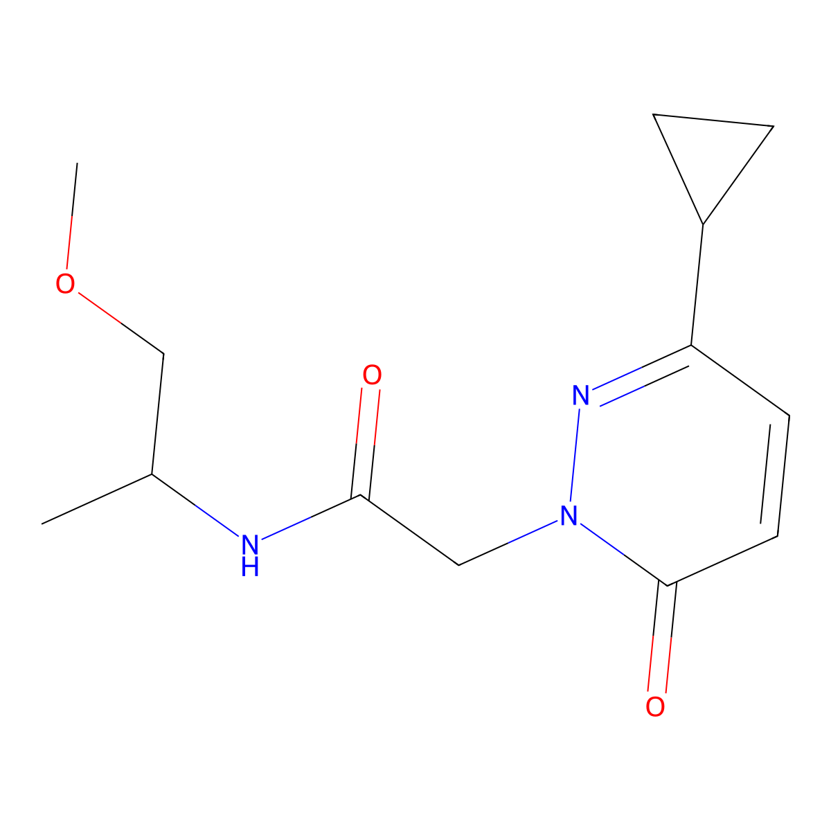2-(3-cyclopropyl-6-oxopyridazin-1(6H)-yl)-N-(1-methoxypropan-2-yl)acetamide molecular structure, CAS 2034367-67-2