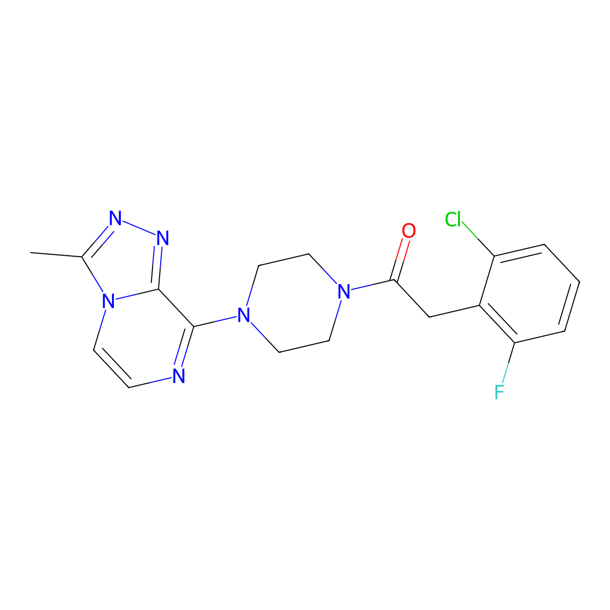 2-(2-Chloro-6-fluorophenyl)-1-(4-(3-methyl-[1,2,4]triazolo[4,3-a]pyrazin-8-yl)piperazin-1-yl)ethanone molecular structure, CAS 2034367-69-4