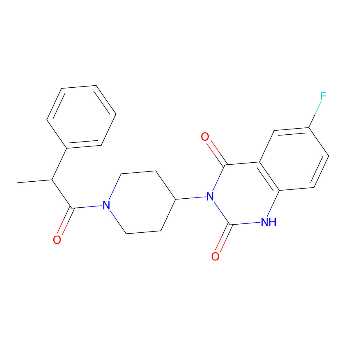 6-fluoro-3-(1-(2-phenylpropanoyl)piperidin-4-yl)quinazoline-2,4(1H,3H)-dione molecular structure, CAS 2034367-71-8