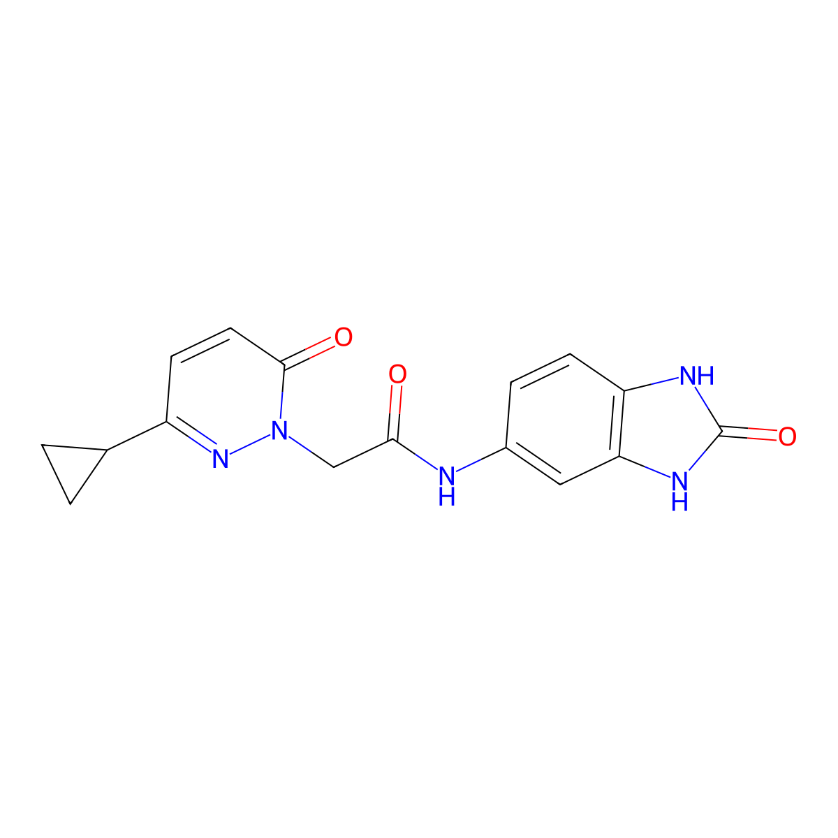 2-(3-cyclopropyl-6-oxopyridazin-1(6H)-yl)-N-(2-oxo-2,3-dihydro-1H-benzo[d]imidazol-5-yl)acetamide molecular structure, CAS 2034367-72-9