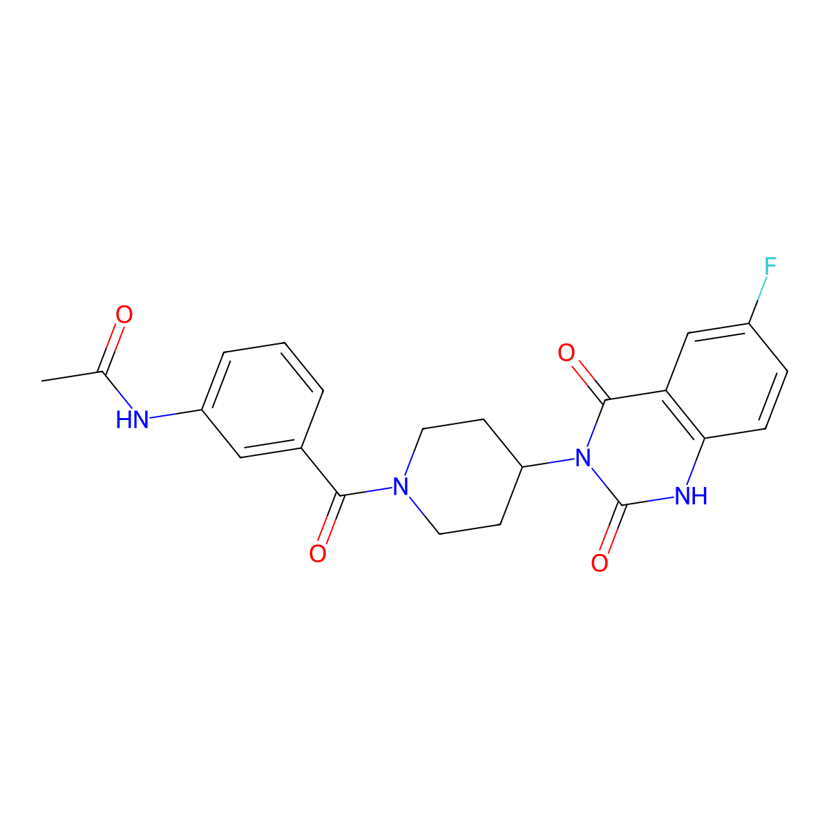 N-(3-(4-(6-fluoro-2,4-dioxo-1,2-dihydroquinazolin-3(4H)-yl)piperidine-1-carbonyl)phenyl)acetamide molecular structure, CAS 2034367-76-3
