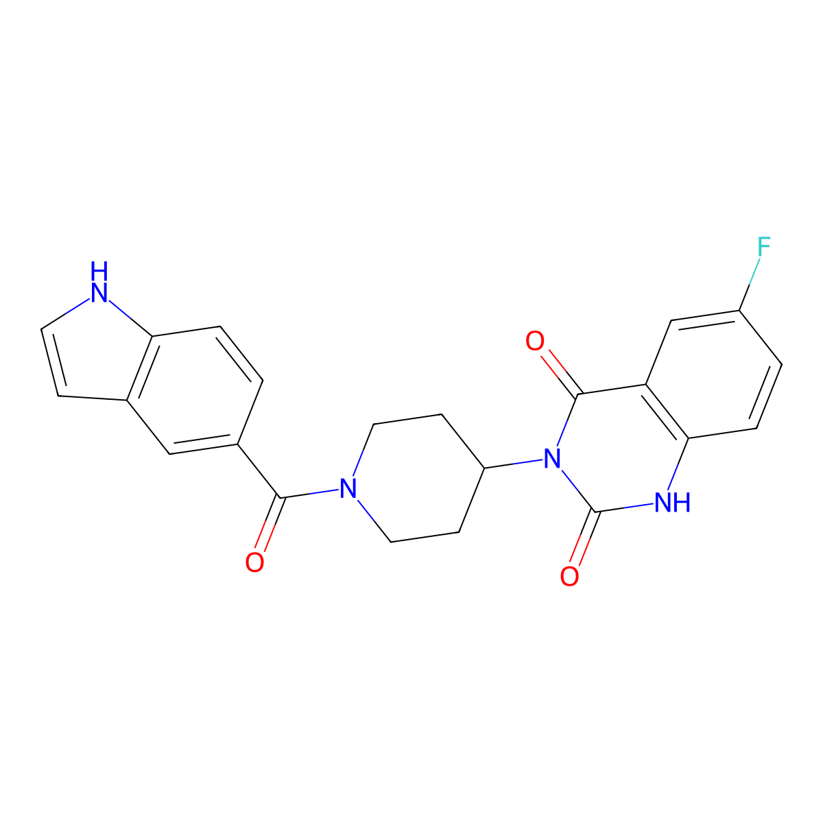 3-(1-(1H-indole-5-carbonyl)piperidin-4-yl)-6-fluoroquinazoline-2,4(1H,3H)-dione molecular structure, CAS 2034367-86-5