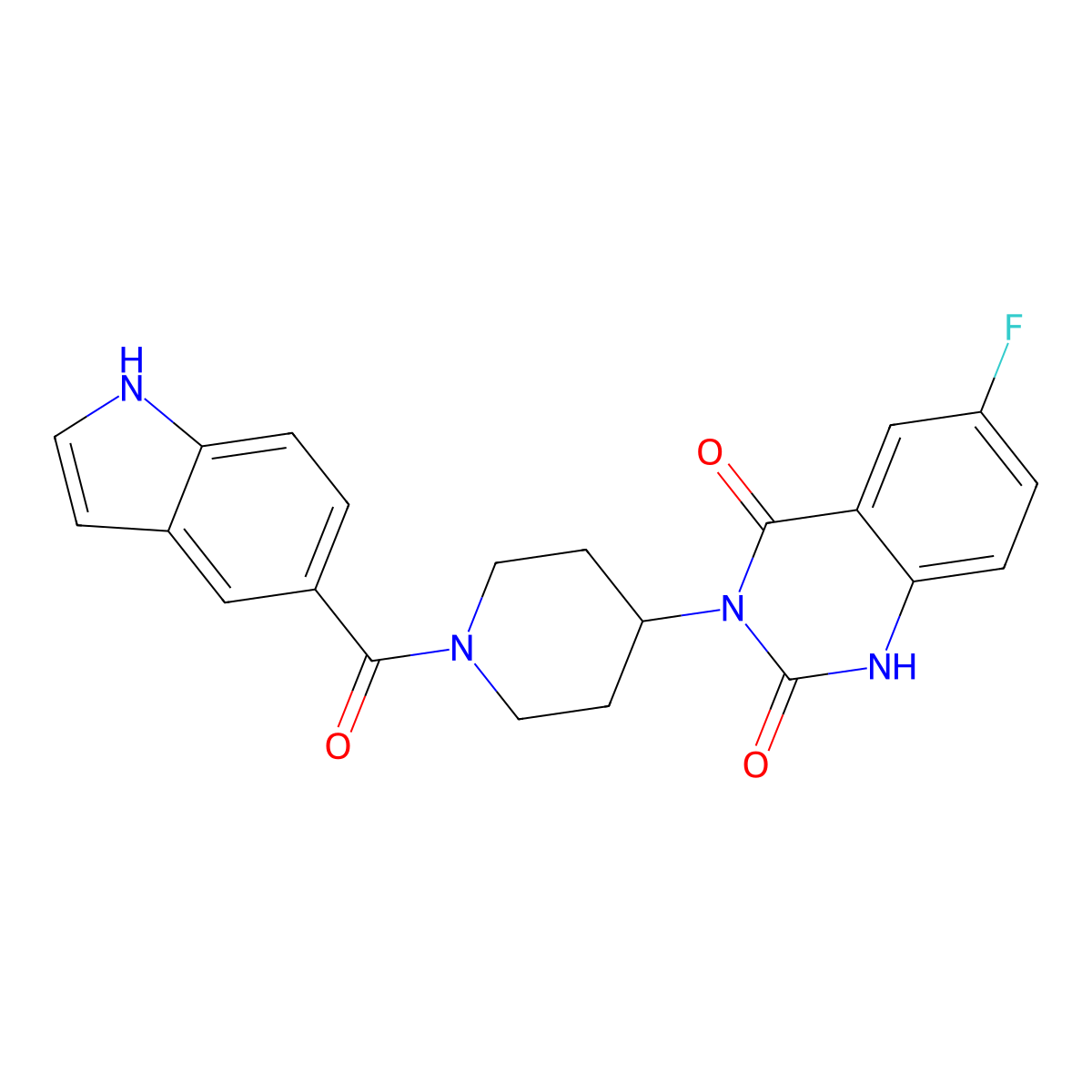 3-(1-(1H-indole-5-carbonyl)piperidin-4-yl)-6-fluoroquinazoline-2,4(1H,3H)-dione molecular structure, CAS 2034367-86-5