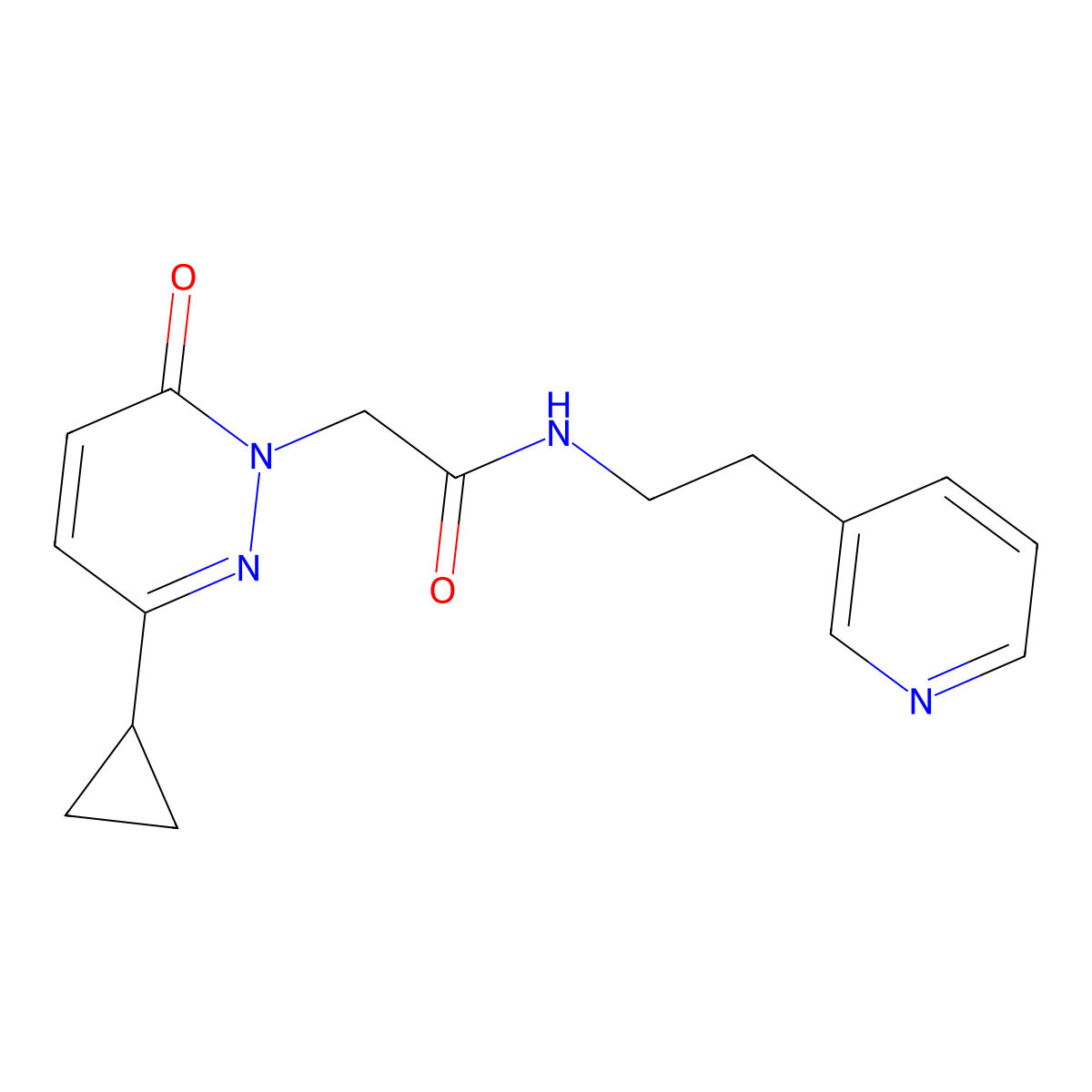 2-(3-cyclopropyl-6-oxopyridazin-1(6H)-yl)-N-(2-(pyridin-3-yl)ethyl)acetamide molecular structure, CAS 2034367-89-8