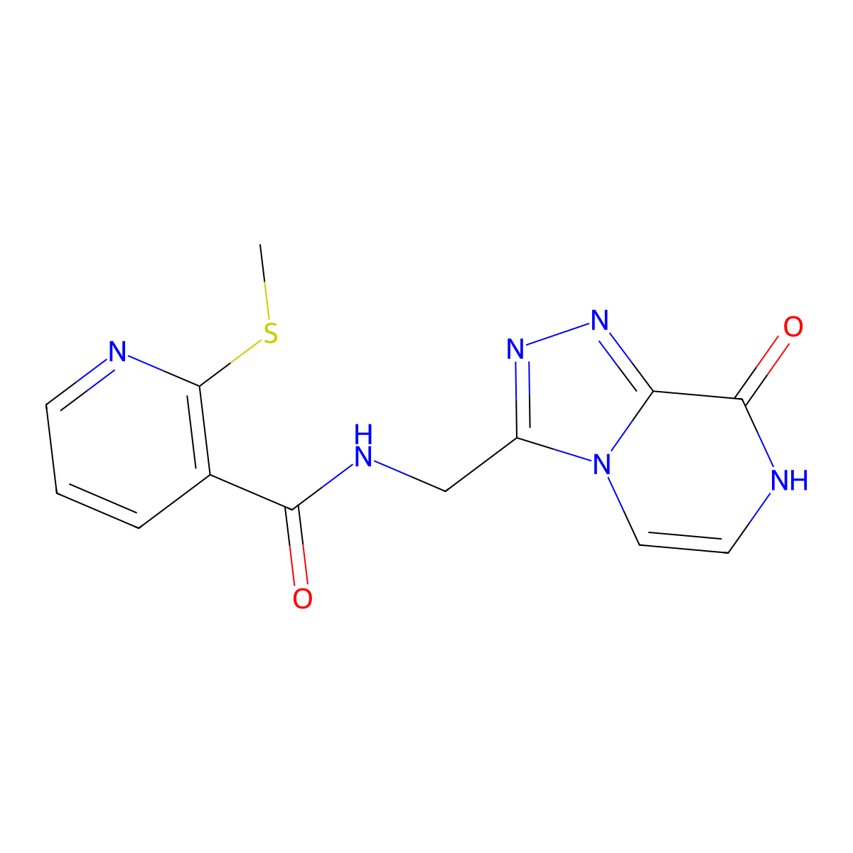 N-((8-hydroxy-[1,2,4]triazolo[4,3-a]pyrazin-3-yl)methyl)-2-(methylthio)nicotinamide molecular structure, CAS 2034367-91-2