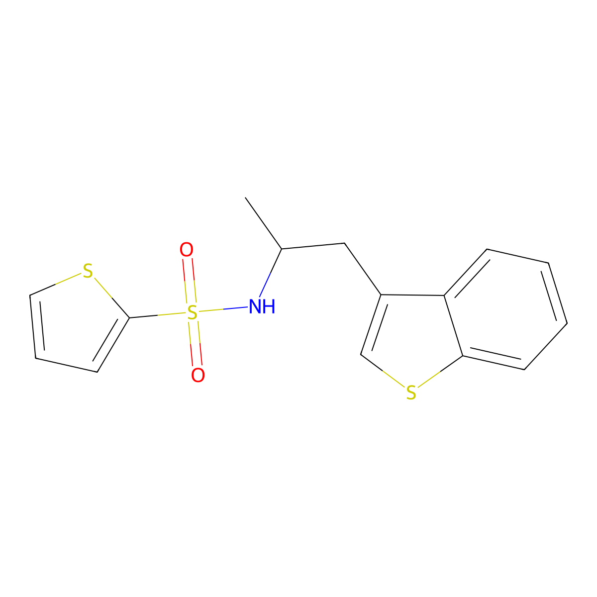 N-(1-(benzo[b]thiophen-3-yl)propan-2-yl)thiophene-2-sulfonamide molecular structure, CAS 2034367-98-9