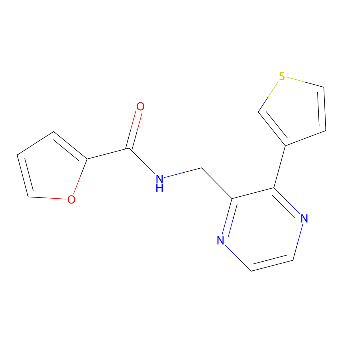 N-((3-(thiophen-3-yl)pyrazin-2-yl)methyl)furan-2-carboxamide molecular structure, CAS 2034368-02-8