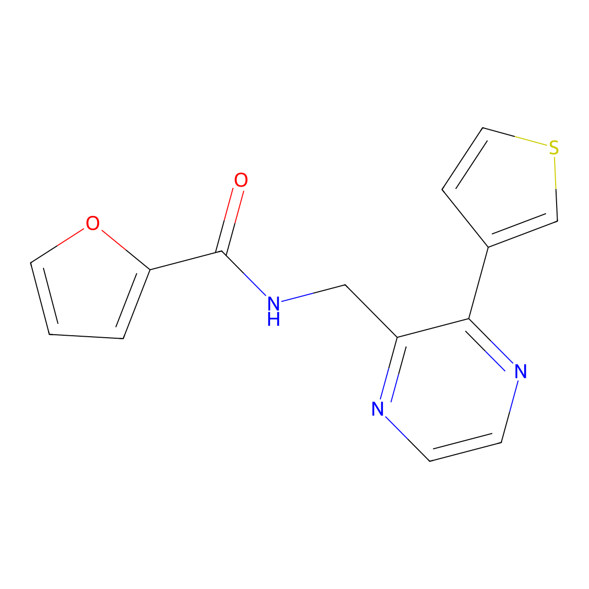 N-((3-(thiophen-3-yl)pyrazin-2-yl)methyl)furan-2-carboxamide molecular structure, CAS 2034368-02-8